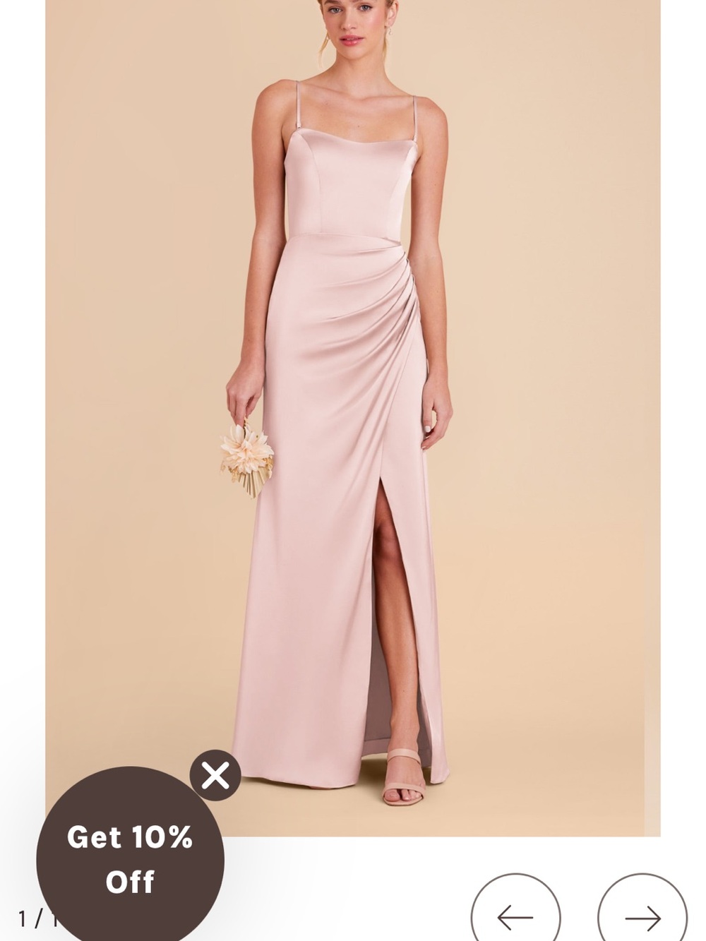 Birdy Grey Blush Satin Spaghetti-Strap Bridesmaid Gown